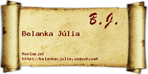 Belanka Júlia névjegykártya